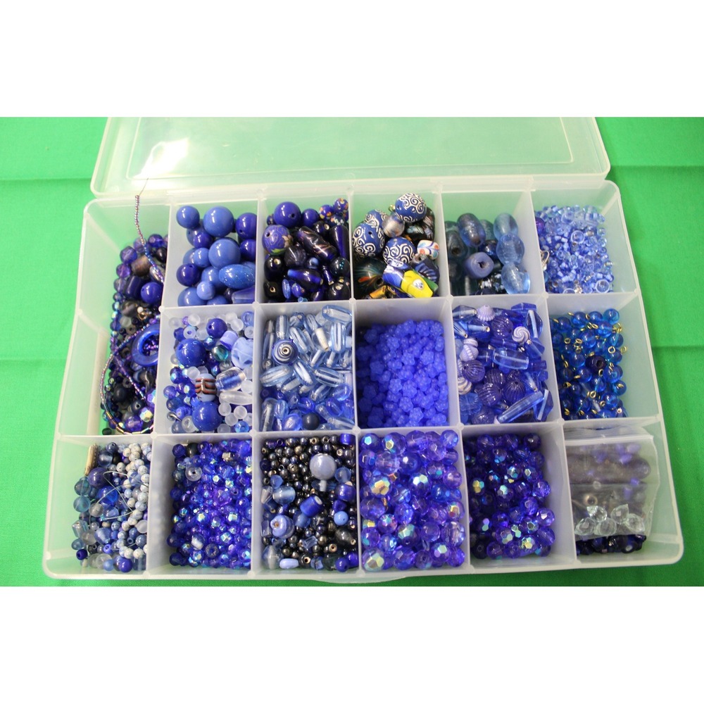 Vintage Blue Bead Assortment, Upcycled Jewelry Making Supplies